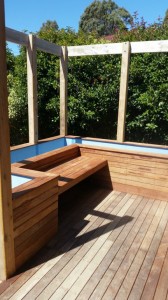 Deck seating and planter box